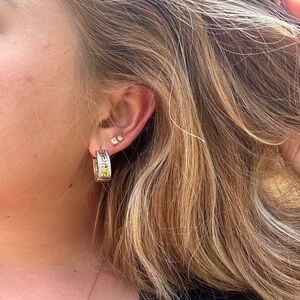 Gold-Tone Greek Key Hoop Earrings - Women's Jewelry